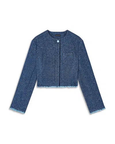 Emporio Armani Cropped Jacket In Buttoned Denim In Blue