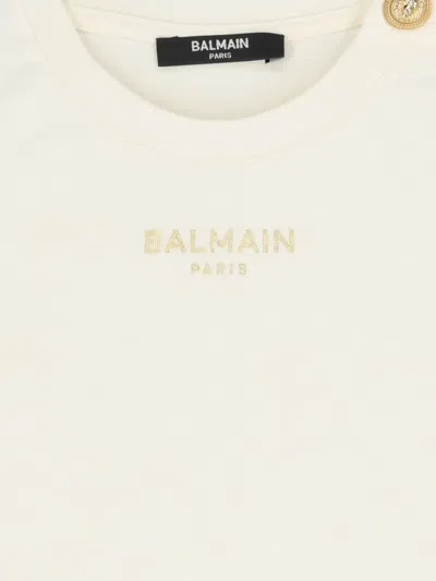 Balmain Button-detail T-shirt In Neutral