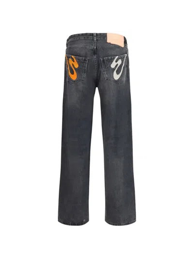Pdf Jeans With Graphic Patches In Gray