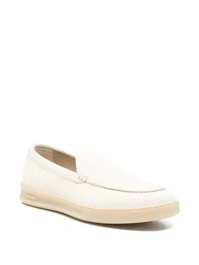 Woolrich Double U Leather Slip On Sneakers In Neutral