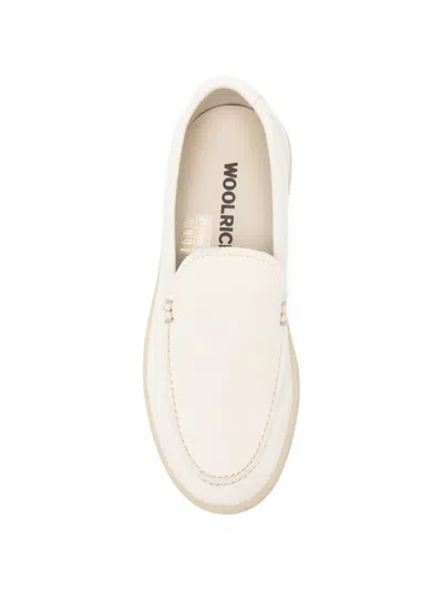 Woolrich Double U Leather Slip On Sneakers In Neutral