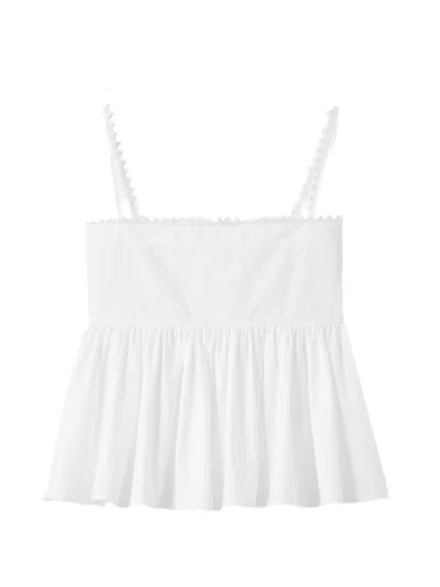 Jacquemus Top Le Haut Traversin White With V-neck And Ruffle Details In Cotton For Women In Multi