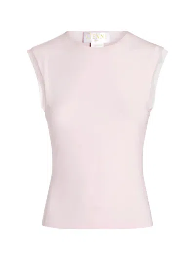 Genny Light Pink Solid Round Neck Top In Pink