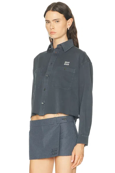 Miu Miu Denim Button Down Top In Blue