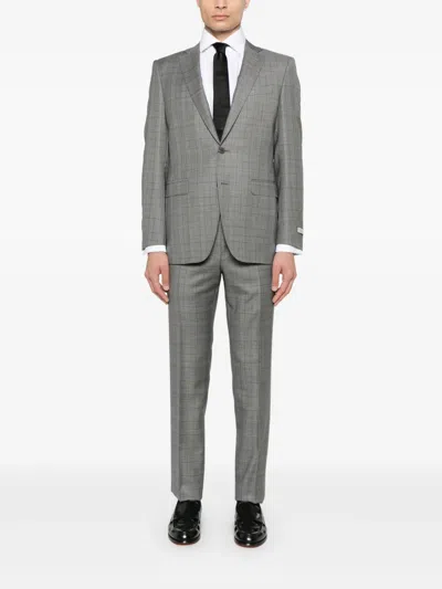 Canali Checked Suit In Gray