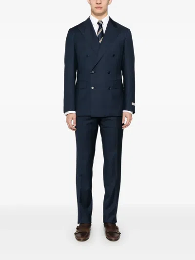 Canali Double-breasted Suit In Blue