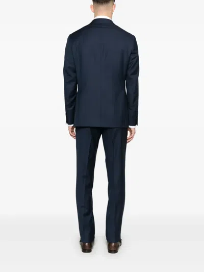Canali Double-breasted Suit In Blue