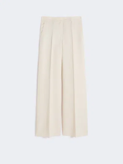 Max Mara High Waist Wide Leg Pleated Trousers In White