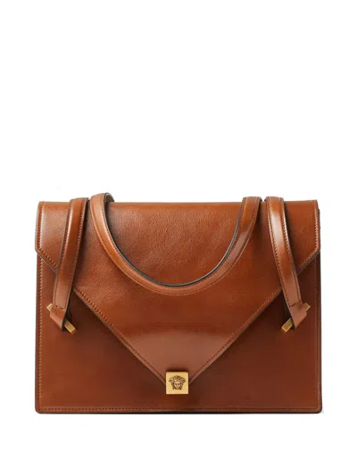 Versace Severine Leather Shoulder Bag In Brown