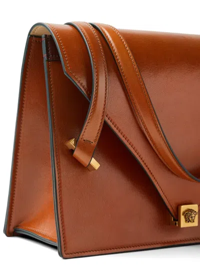 Versace Severine Leather Shoulder Bag In Brown