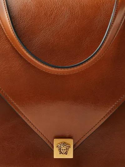 Versace Severine Leather Shoulder Bag In Brown