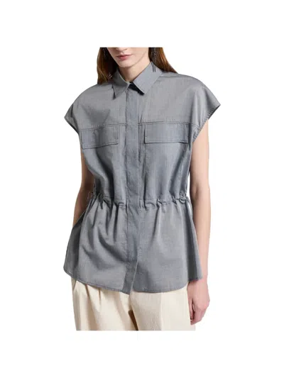 Peserico Drawstring Shirt In Blue