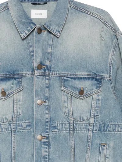Haikure Clay Broken Celestial Distressed Logo Patch Jacket In Blue