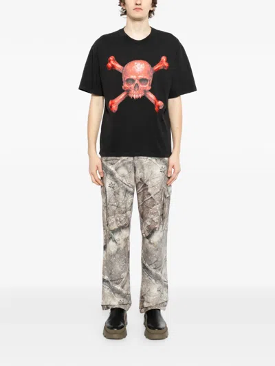 Melt Skull Bones Printed T-shirt In Black