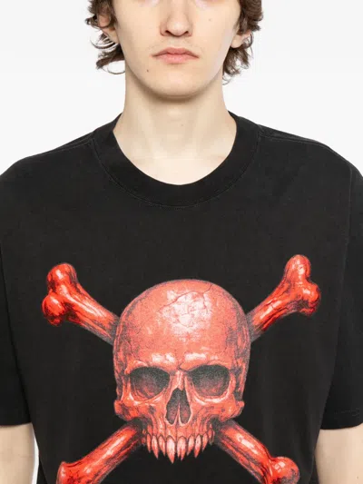 Melt Skull Bones Printed T-shirt In Black