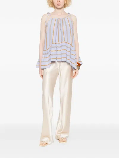Psophia Striped-pattern Ruffle-detail Top In Multi