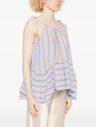 Psophia Striped-pattern Ruffle-detail Top In Multi