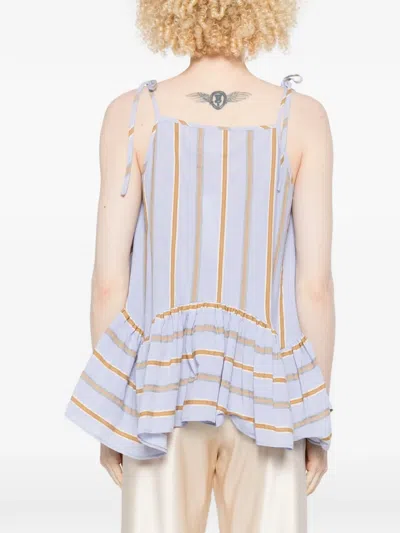 Psophia Striped-pattern Ruffle-detail Top In Multi