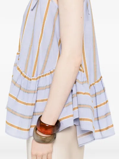 Psophia Striped-pattern Ruffle-detail Top In Multi