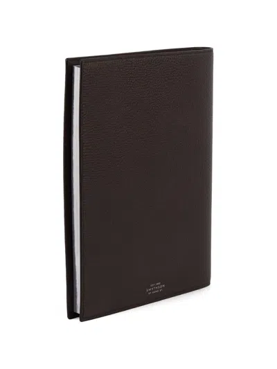 Smythson Evergreen Refillable Large Notebook In Brown