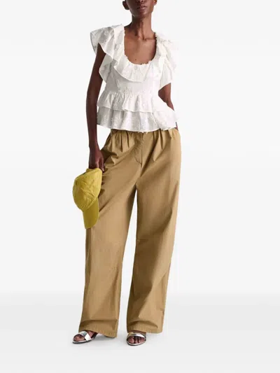 Dorothee Schumacher Slees Embroidered Ruffled Cotton Top In White