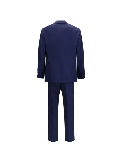 Brunello Cucinelli Button Wool Suit In Blue