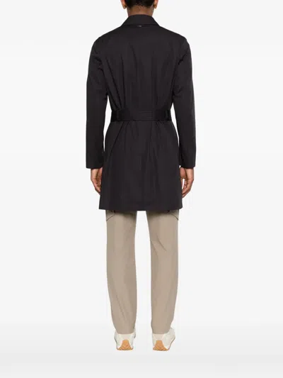 Herno Double-breasted Trench Coat In Black