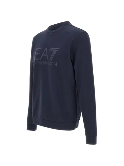 Ea7 Core Identity Tonal-logo Sweatshirt In Blue
