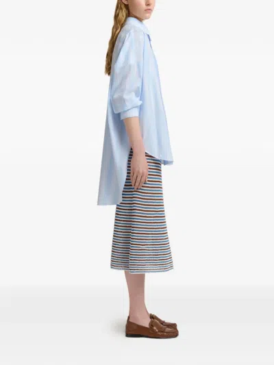 Marni Striped Panel Shirt In Blue