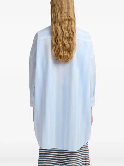 Marni Striped Panel Shirt In Blue