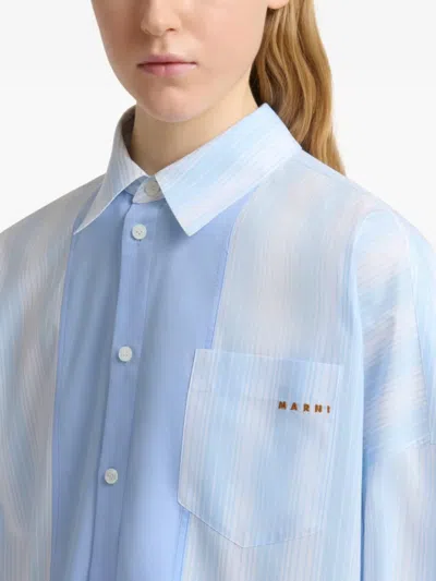 Marni Striped Panel Shirt In Blue