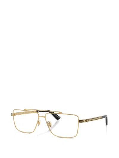 Versace Geometric Pattern Glasses In Gold