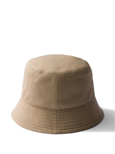 Prada Drill Bucket Hat In Brown