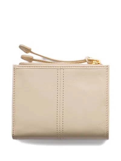 Prada Small Leather Wallet In Neutral