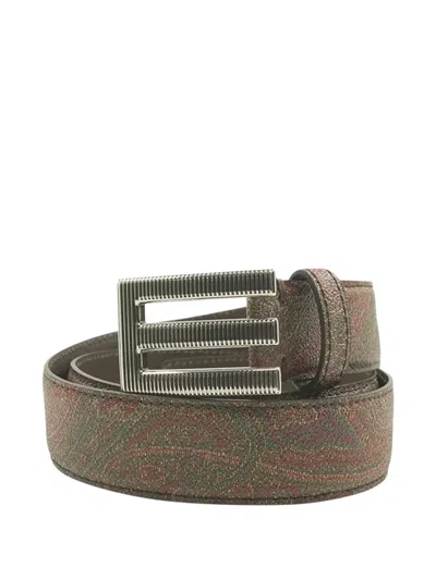 Etro Paisley-pattern E-buckle Belt In Brown
