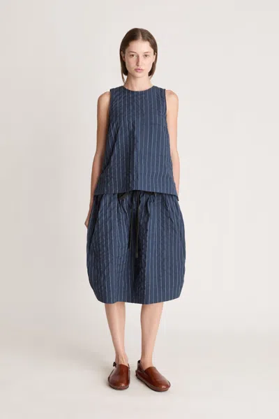 Lee Mathews Frances Pinstripe-pattern Skirt In Blue