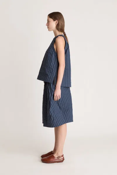 Lee Mathews Frances Pinstripe-pattern Skirt In Blue