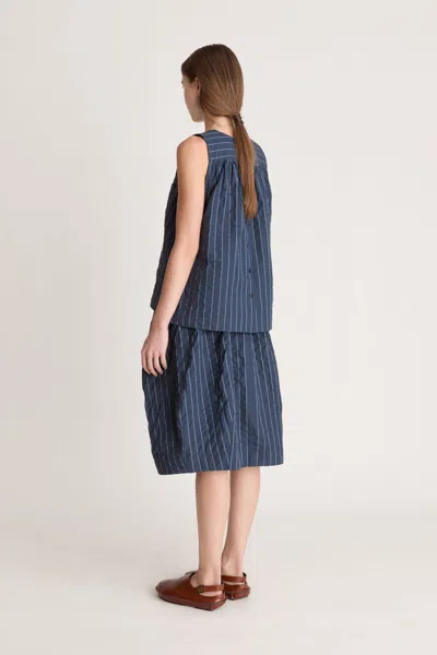 Lee Mathews Frances Pinstripe-pattern Skirt In Blue