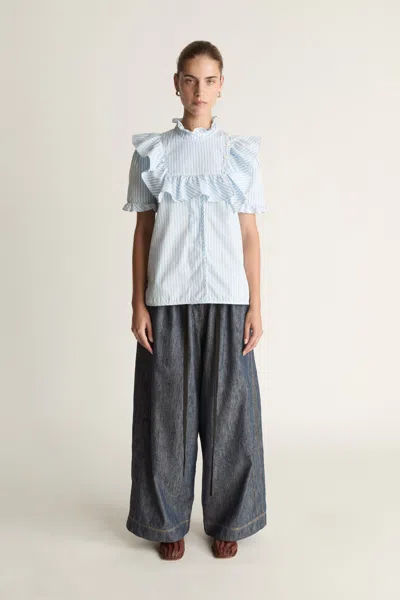 Lee Mathews Odette Blouse In Blue