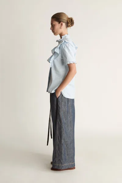 Lee Mathews Odette Blouse In Blue