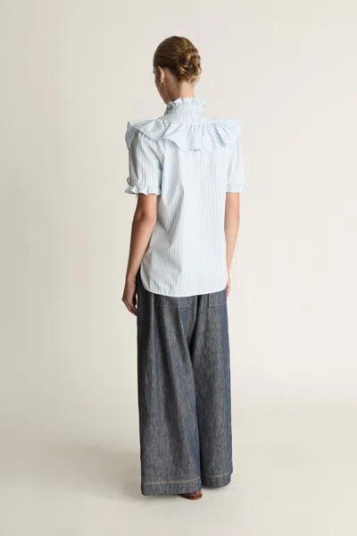 Lee Mathews Odette Blouse In Blue