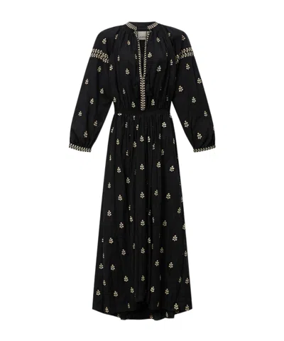 Isabel Marant Rodilia Silk Long Dress In Black