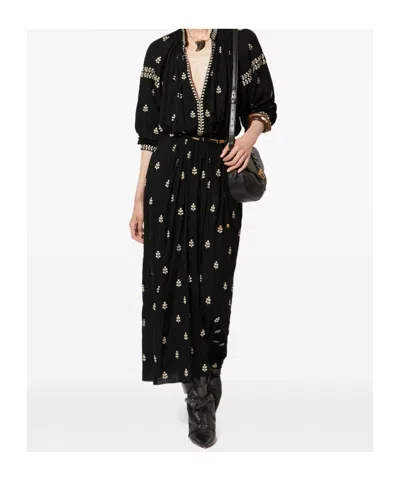 Isabel Marant Rodilia Silk Long Dress In Black