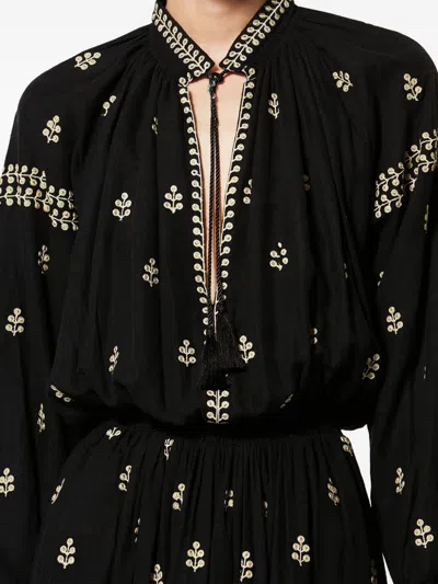 Isabel Marant Rodilia Silk Long Dress In Black