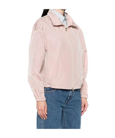 Herno High Collar Zip Jacket In Pink