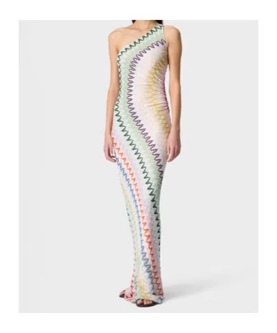 Missoni One-shoulder Zig-zag Maxi Dress In Multi