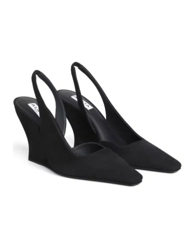 Alaïa Wave Mules Suede Wedge Heel Pointed Toe In Black