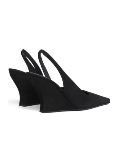 Alaïa Wave Mules Suede Wedge Heel Pointed Toe In Black