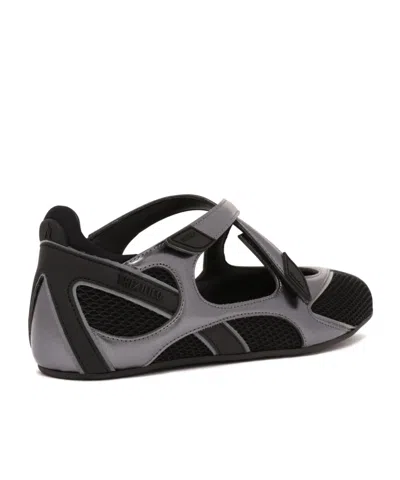 Attico Cross Strap Ballerina Flats With Metallic Finish In Animal Print