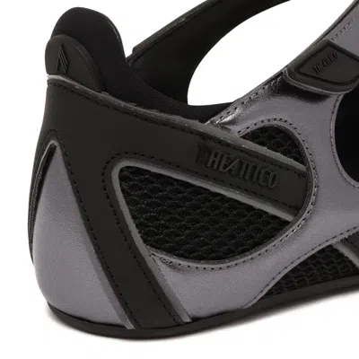 Attico Cross Strap Ballerina Flats With Metallic Finish In Animal Print